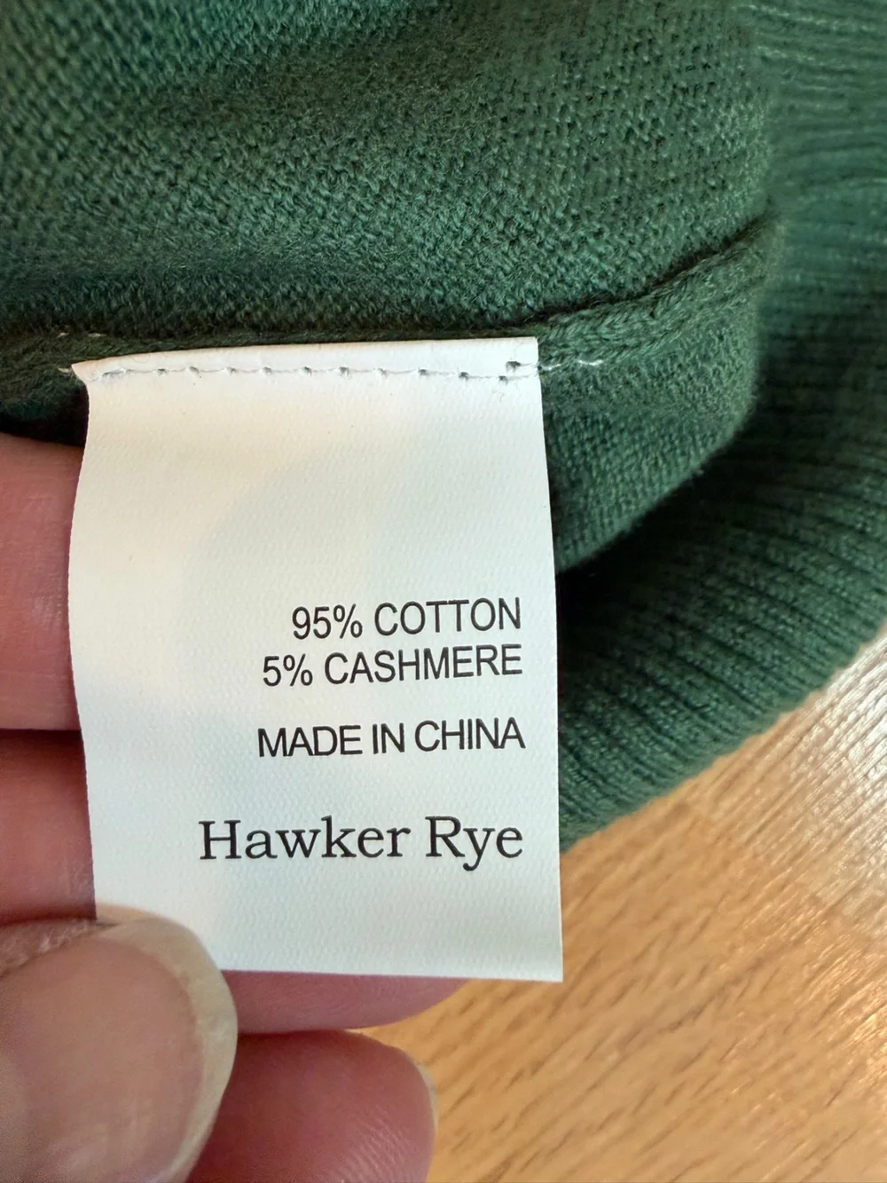 Hawker Rye Hunter Green V-Neck Cotton/ Cashmere Blend Sweater Size XL